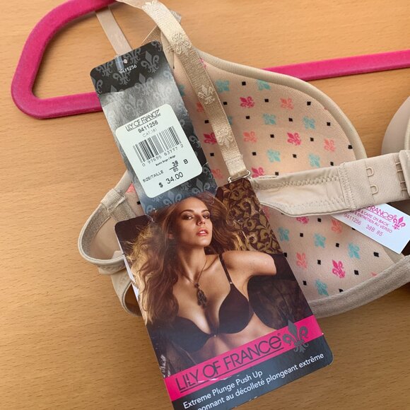 Lily of France 2-Way Convertible Push-Up Bra 38B | Beige Nude Toned NWT - Picture 5 of 7